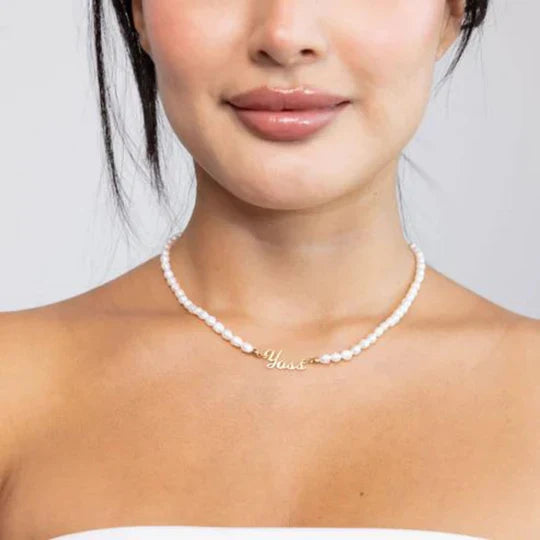 Custom Pearl Name Necklace