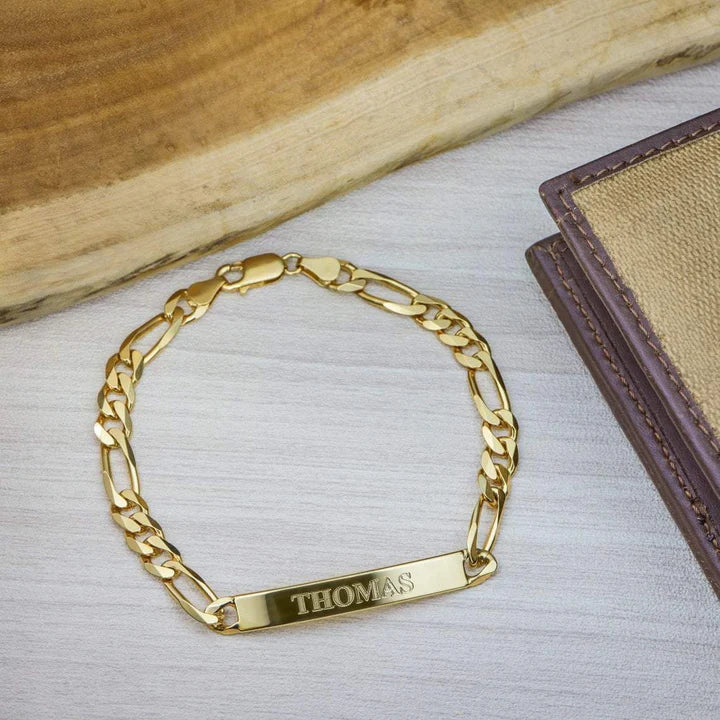 ENGRAVED MENS BRACELET SILVER PLATED