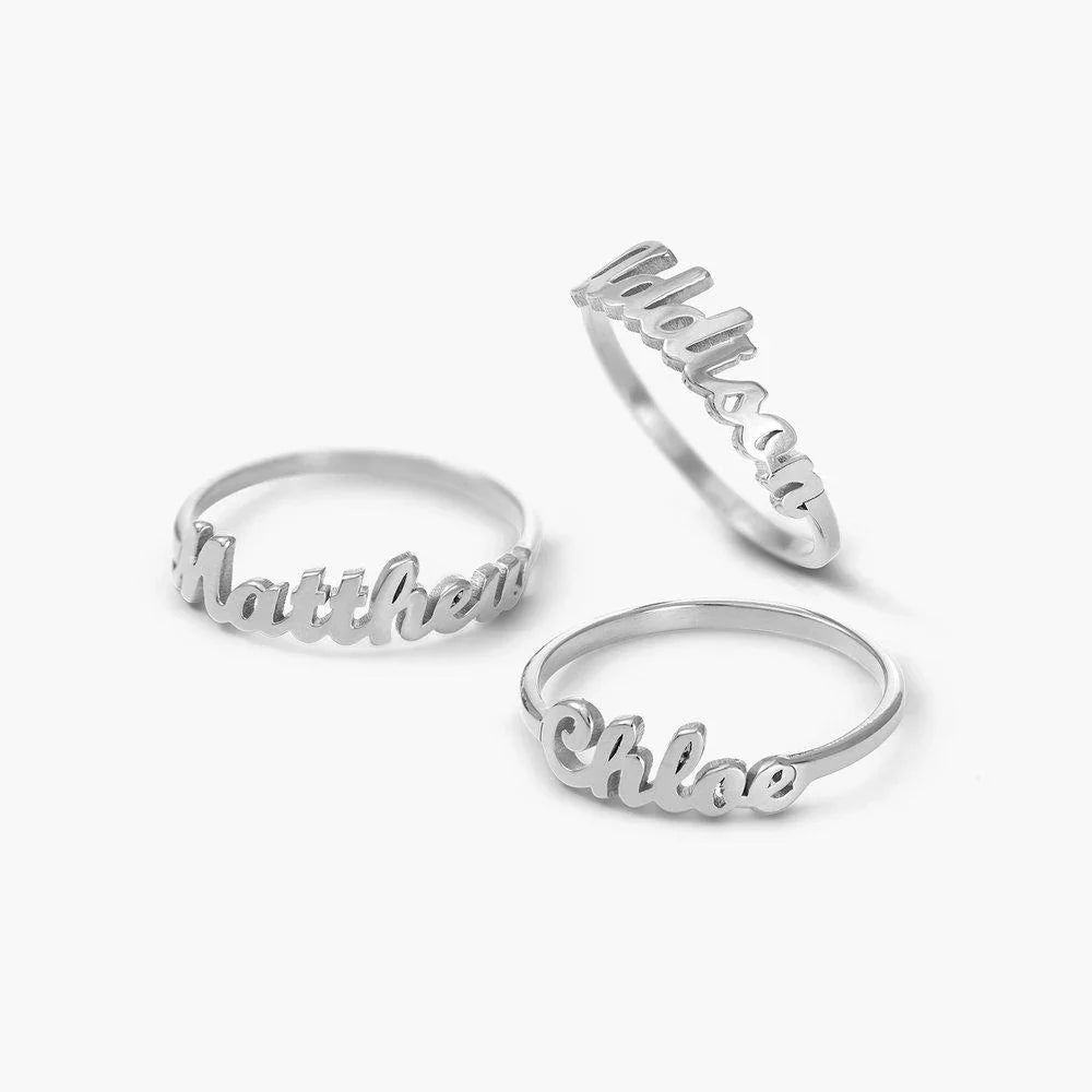 SINGLE NAME RING PLATED